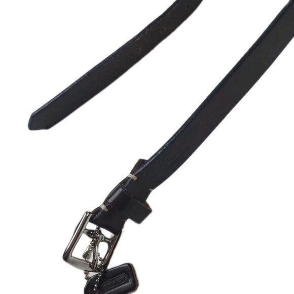 Vntg Coach Leather Belt Womens 40 Inches Dark Brown Skinny Authentic Italy Made main image 5